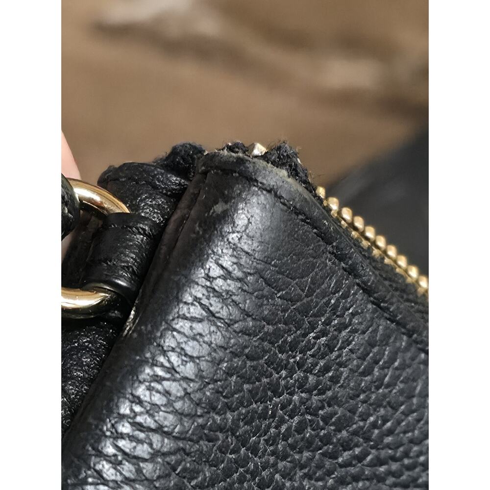 COACH Double Corner Zip WRISTLET BLACK Pebbled Leather Clutch Purse 2016 - Picture 7 of 10